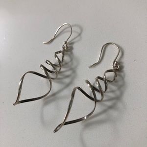 Spanish silver drop spiral earrings